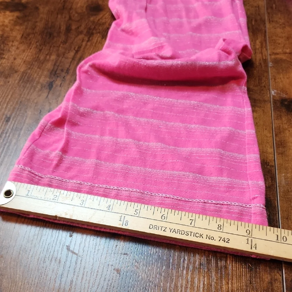 VICTORIA'S SECRET | Pink Silver Metallic Stripe Long Sleeve Wide Leg Pajamas | L